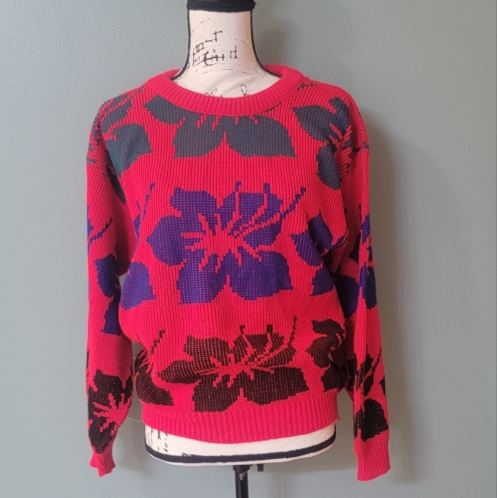 Vintage 80s‎ Jamenite Flirty Floral Sweater Size Small
